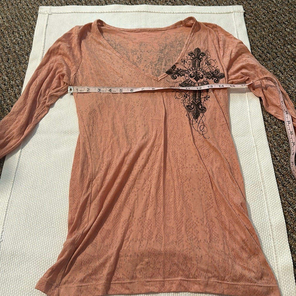 Affliction V-neck Burnout Top-Large